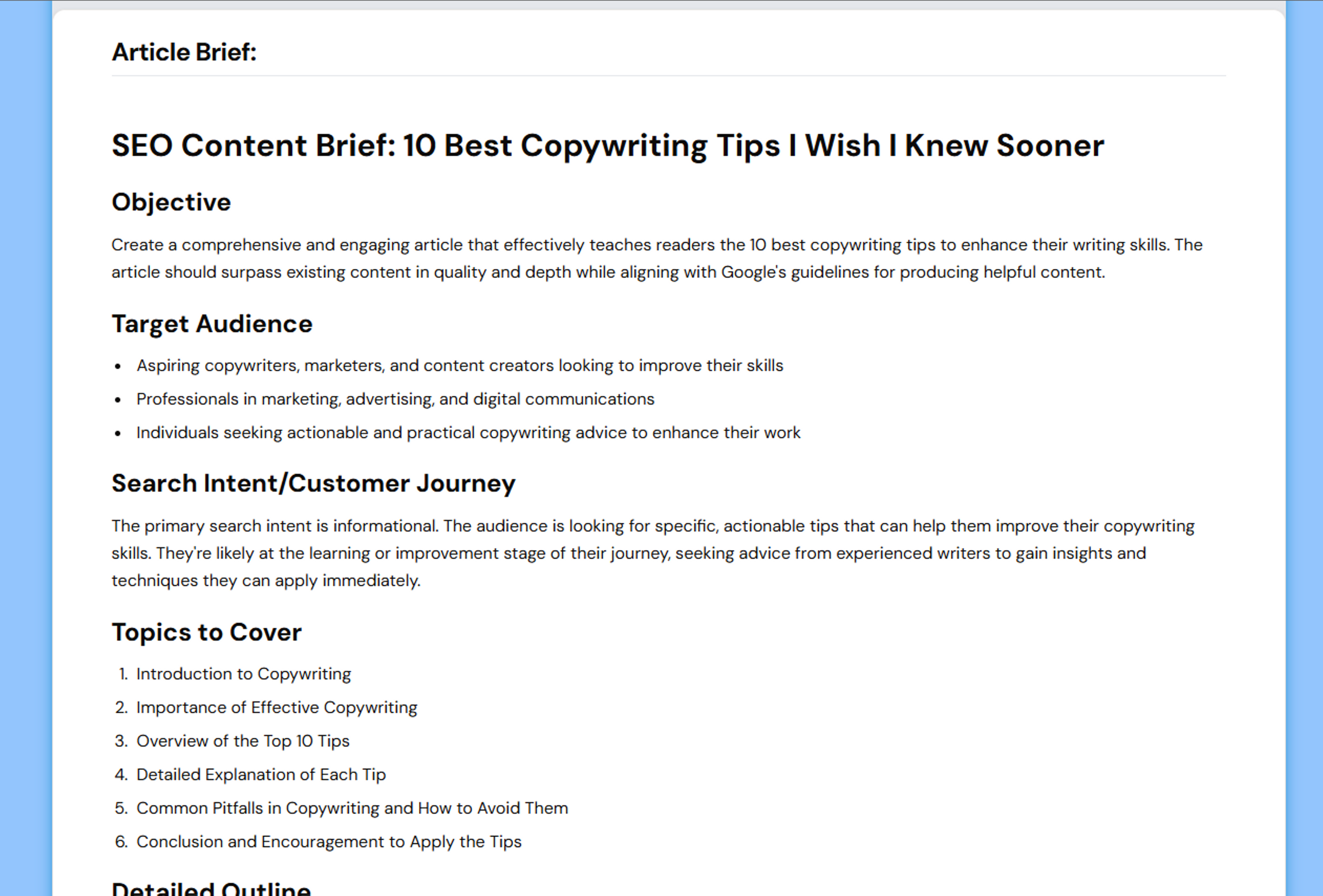 Content Brief Example