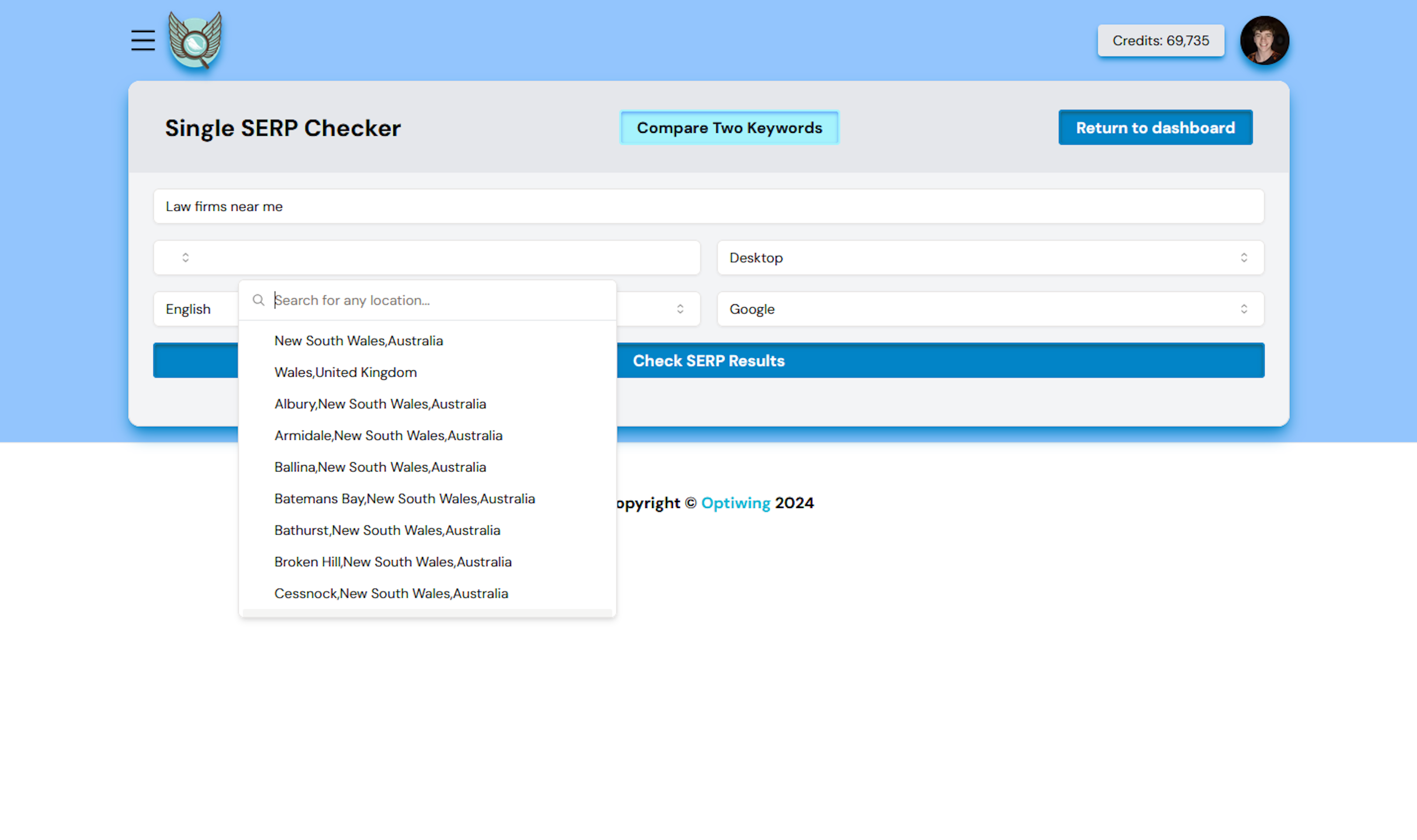 SERP Checker Search Interface