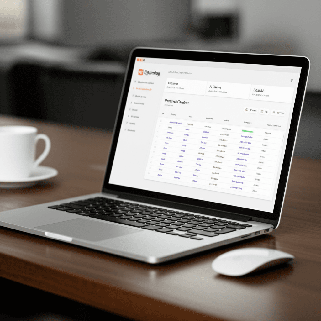 Content Ideas Google Search Console - A laptop screen showing the Optiwing dashboard with keyword clusters and AI content brief options