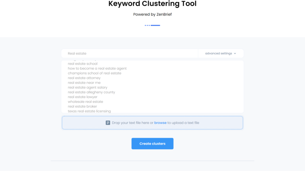 Zenbrief Keyword Clustering Tool