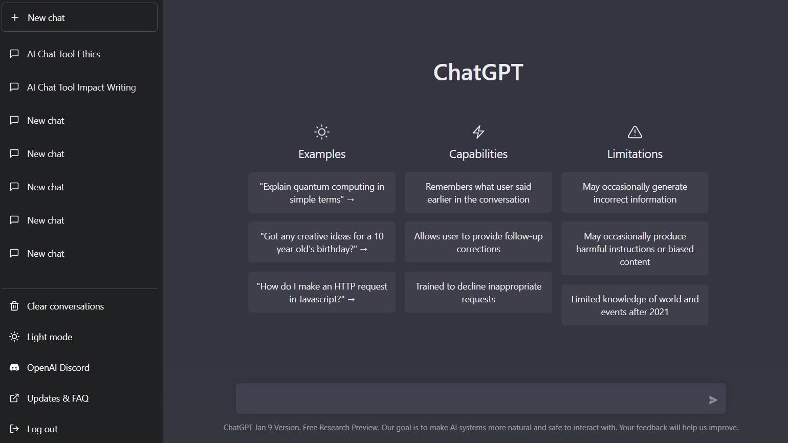 ChatGPT Homepage