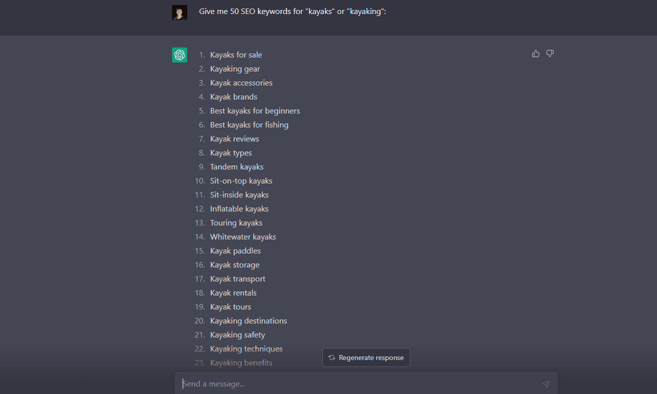 ChatGPT SEO keywords